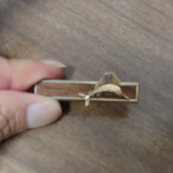 Gold and Brown Sword Fish Tie Clip - Picture 1 of 3